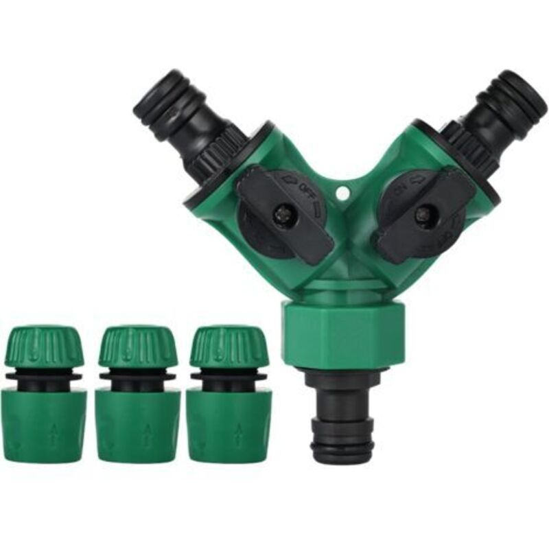 Schlauchverbinder, Gartenschlauch-endstück, Y-schlauchverteiler, Wasserhahnadapter Für Gartenschläuche, Gardena-anschluss Mit 2 Auslassventilen Für Gartenwasserhahn