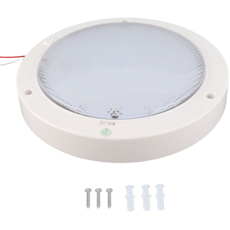 Zjchao 42 Leds Runde Deckenleuchte 12v-24v Dc 9w 840lm Hochleistungs-led-panel Mit Aluminiumsockel Für Boot Und Zuhause (warmweißes Licht 2700‑3200k)