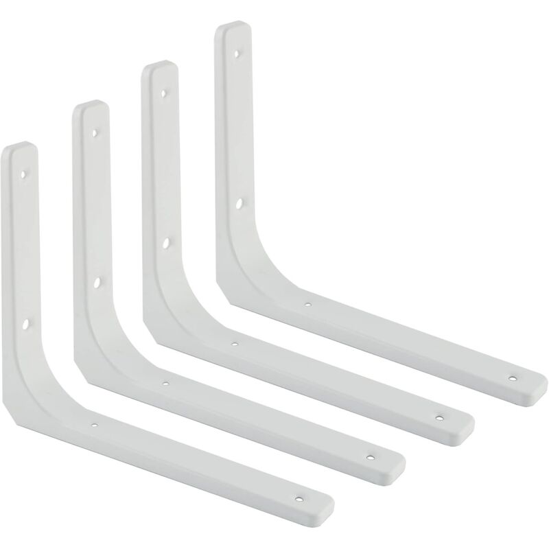 Equerre Wandregal, 4er-set Weiße Metall-winkelhalterungen 250mm X 200mm, Schwere Last Regalhalterung Für Industrielle Wanddekoration, Küche, Heizkörper, Wandmontage