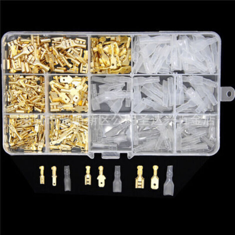Cosse Electriques, Satz Mit 315 Flachen Steckhülsen 2,8 Mm 4,8 Mm 6,3 Mm Stecker Und Buchsen Mit Schutzhülle (vergoldet)