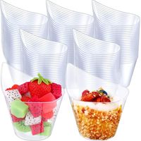 50 Stück Plastik-dessertschalen, 200 Ml Runde, Geschwungene Dessertbecher, Klare Aperitif-schalen, Perfekt Wiederverwendbare Servierschalen Für Dessert, Pudding, Mousse, Party (11,4 X 6,3 Cm)
