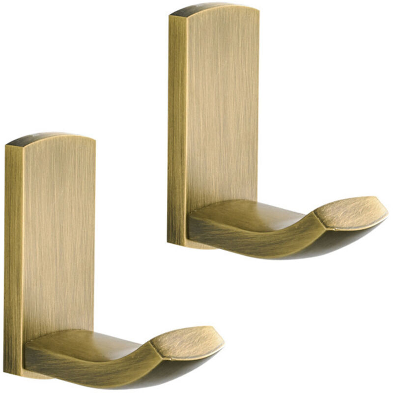 Antiker Messing Handtuchhaken Bad Küche Stoffhaken Bademantelhaken Vielseitiger Kleiderbügel Wandhaken, Gebürstetes Bronze - 2er Pack