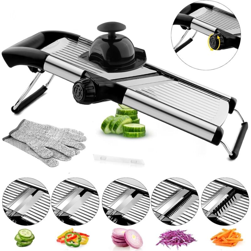 Professioneller Gemüseschneider, Einstellbare Schneidemaschine, Inklusive Schnittfester Handschuhe