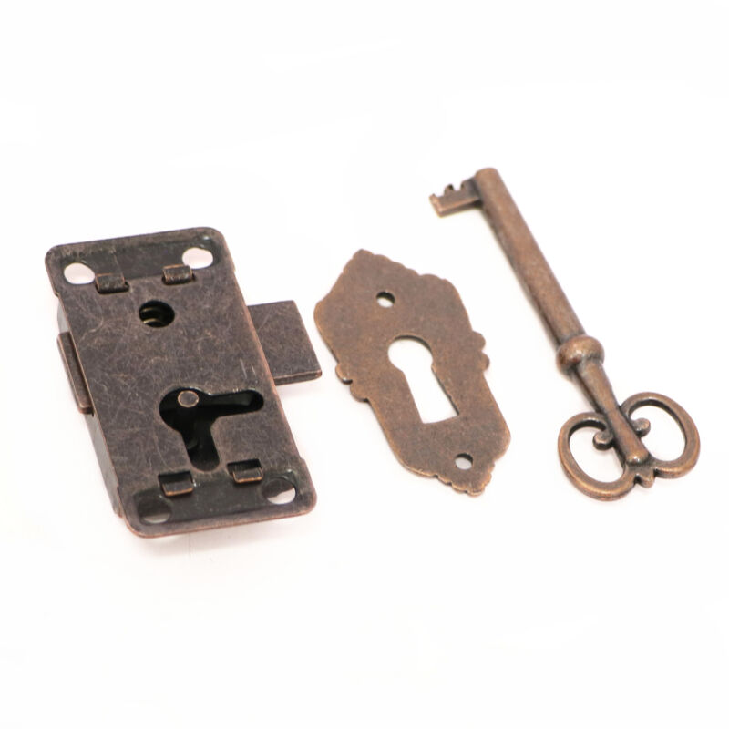 2 Alte Schrankschlösser Für Schranktüren, Möbelriegel Für Dekorative Schränke, Schloss Mit Schlüssel, Schlüsselloch Für Antike Holzkisten, Schmuck, Kosmetik, Koffer Oder Möbelschubladen