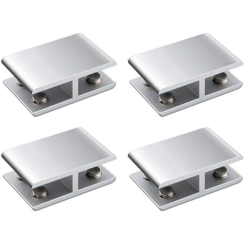4-teiliges Set Verstellbare Aluminium-glasclips, Beidseitig Einstellbar, Für Regalhalterungen Mit Einer Dicke Von 8–12 Mm