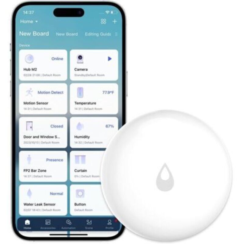 Überschwemmungssensor, Benötigt Hub, Kabelloser Wassermelder Für Alarmanlagen Und Smart Home, Wasserwarnung Für Küche, Bad Und Keller