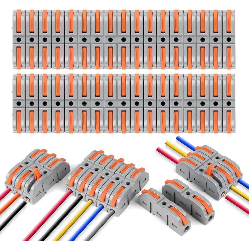 Schnelle Elektrische Steckverbinder Mit Hebel, 34 Einadrige Schnellanschlussklemmen Mit 2 Eingängen, Schnelle Domino-steckverbinder, Frei Kombinierbare Kabelverbinder, Flammhemmendes Pa/pc-material