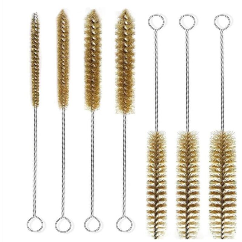 Set Aus 7 Metallrohr-reinigungsbürsten Für Flaschen Aus Messing