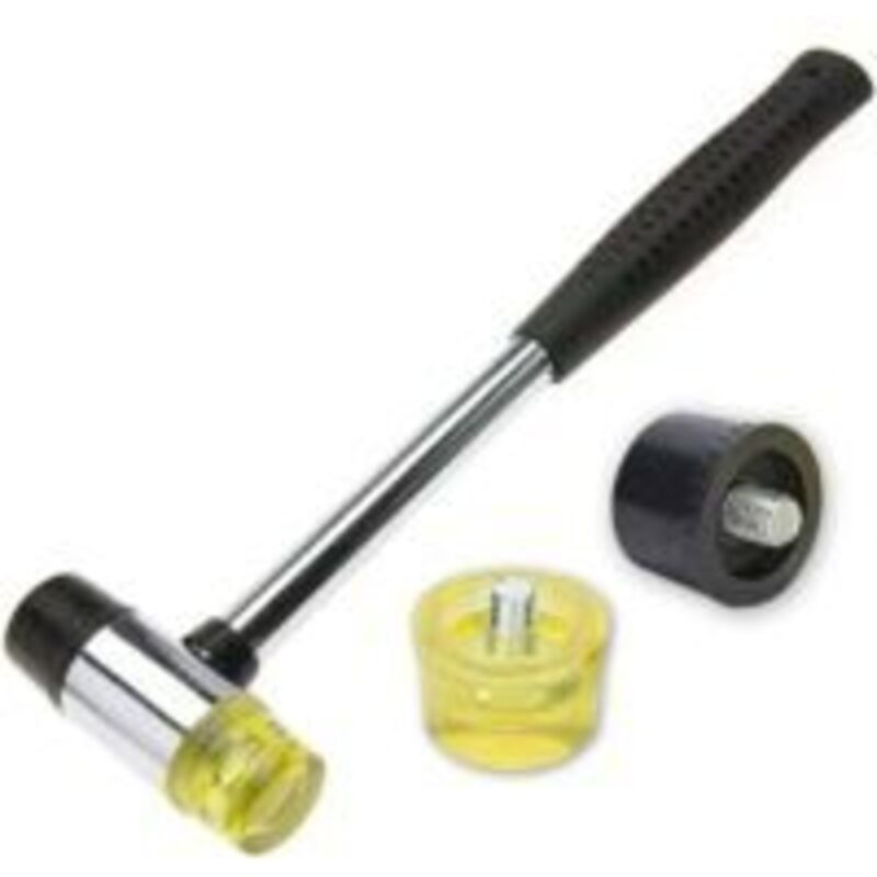 Gummihammer 25 Mm – Elastischer Gummikopf – Rutschfester Griff – 2 Ersatzköpfe Für Feine Arbeiten