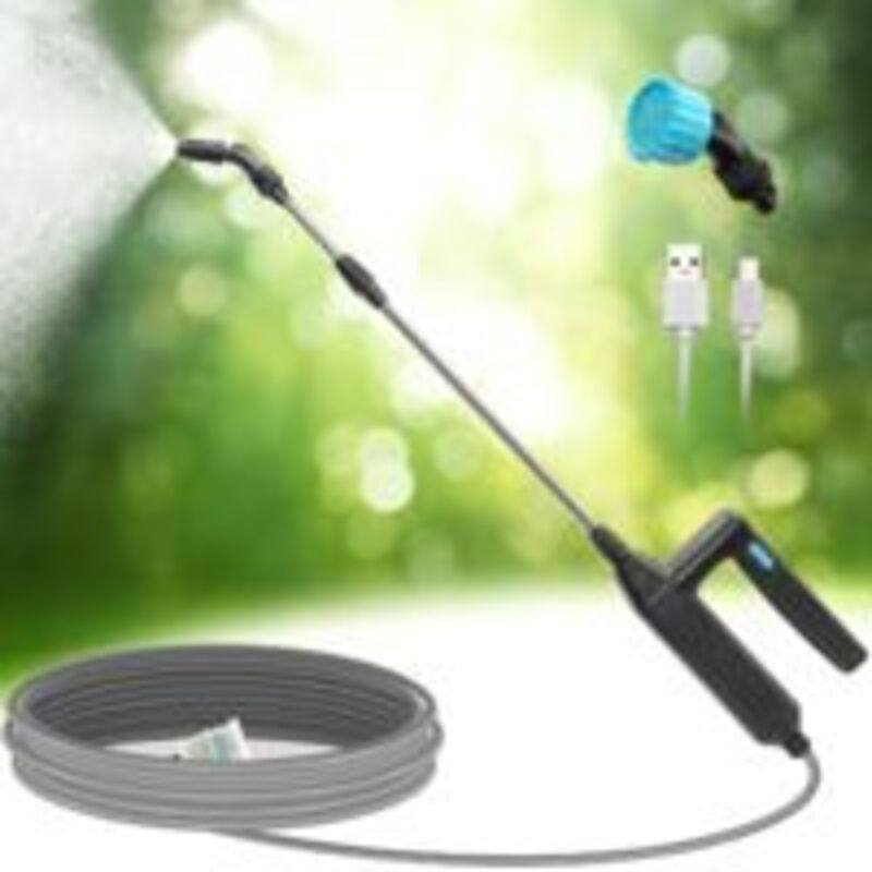 Tragbarer Elektrischer Sprüher, Usb-aufladbar – Teleskopische Lanze, Ausziehbar 30-60 Cm – 2 Messingdüsen – 3 M Schlauch Für Präzises Bewässern