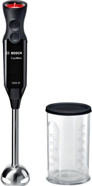 BOSCH Stabmixer ErgoMixx MS6CB6110, 4 Klingen, 12 Stufen, Turbotaste, schwarz, 1000 W, Mixbecher mit Deckel, ergonom. Griff, Made in Europe