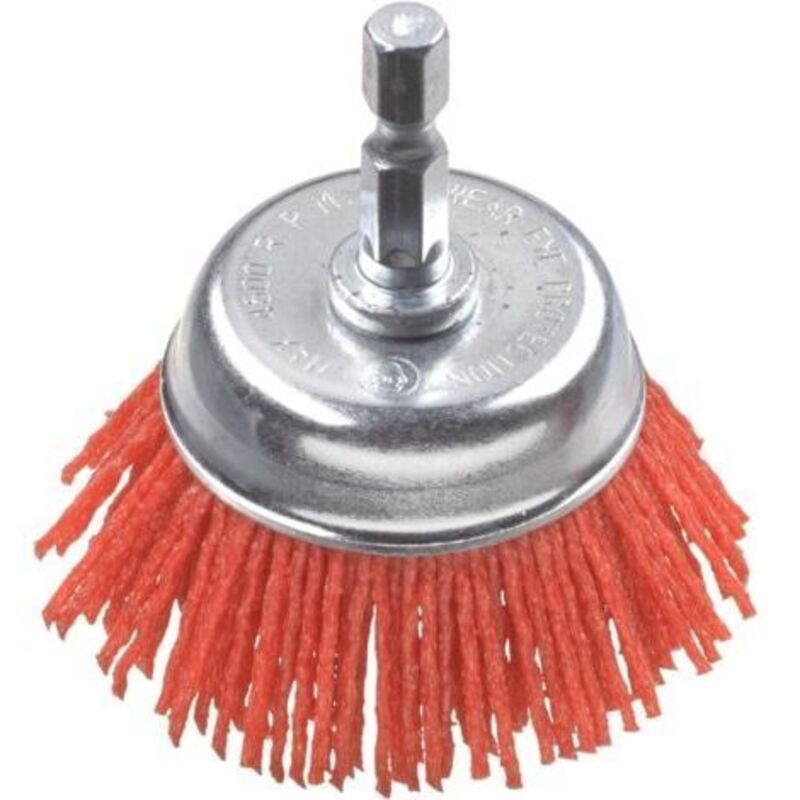 Brosse Boisseau, Grossière, Nylon Abrasif, Ø 50 Mm Pour Bois, Métal Et Métaux Non Ferreux, Brosse Nylon Pour Perceuse Y Compris Tige Hexagonale E6.3, Pour Poncer, Structurer