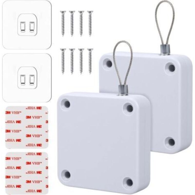 Automatischer Türschließer, 2 Stück, Automatischer Türschließer Mit Sensor, Mit Lochfreiem Band, Zugkraft 1200 G, Türschließer Passend Für