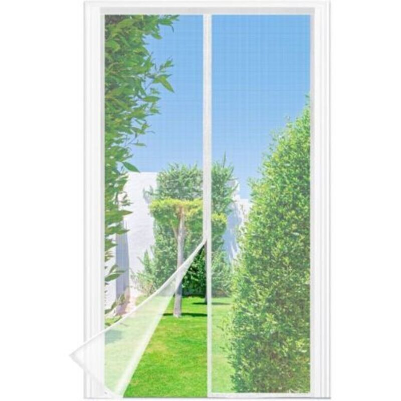 Fliegengitter Für Fenstertüren, 90 X 210 Cm - Feines Netz Weiss, Selbstschließendes Anti-fliegen-vorhang, Magnetische Fenstertür-fliegengitter-oberbreite Bis Zu 3,8 Cm
