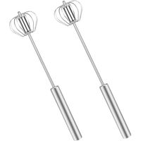 Eierhandrührgerät, 2 Stück, Edelstahl-schneebesen, Halbautomatischer Dreh-eierschläger, Rotierender Mixer, Rührwerkzeug Zum Schlagen, Verquirlen Und Umrühren Von Eiern Und Milch