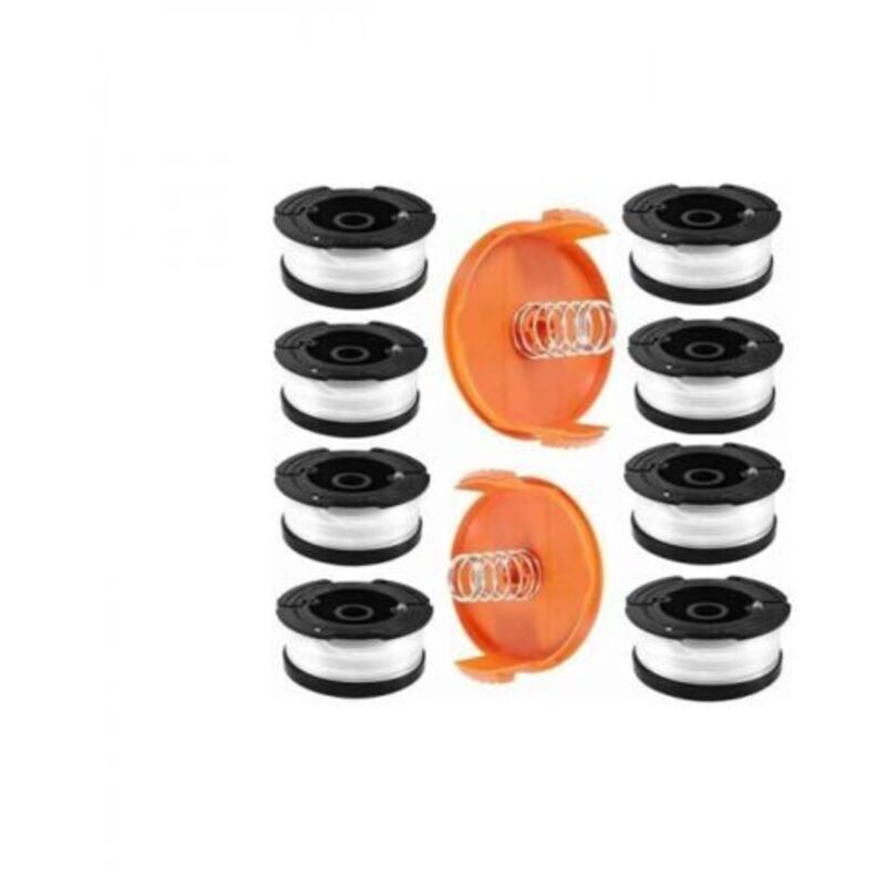 Spule Mit Faden Für Rasentrimmer-kanten, 8 Spulen Mit Trimmerfaden, Inklusive 2 Spulendeckel Und 2 Federn, Spulen A6481 A6485 Kompatibel Mit Black Et Decker Af-100