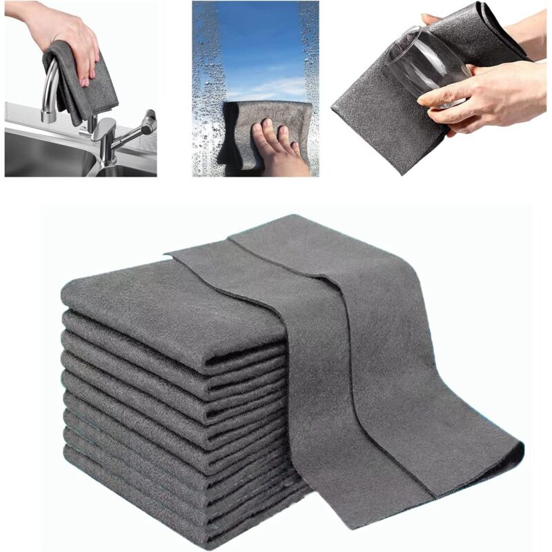 Magisches Reinigungstuch, Häufig Verwendete Mikrofaser-handtücher, Vielseitig Einsetzbar Zur Reinigung Von Fenstern, Küchen Und Glas, 10 Stück