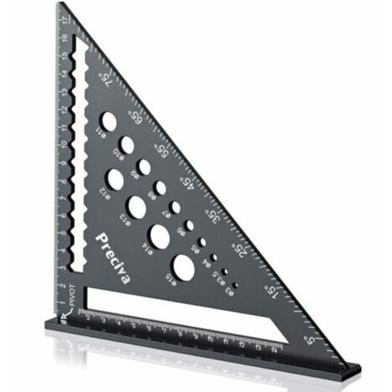 Equerre, 7-zoll-schreinerwinkel, Werkzeug Zur Ausrichtung, Quadrat Aus Aluminiumlegierung, Metrische Skala, Mit Bohrlöchern Für Messungen, Stützwinkel, Linie, Kreis