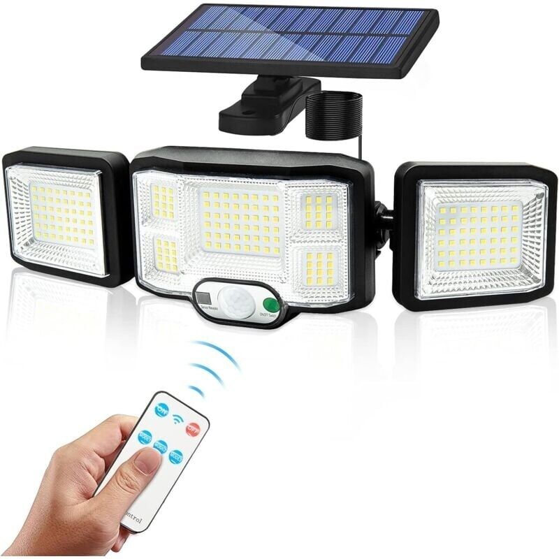 Solaire Außenwandleuchte Led 3-kopf 192 Leds Bewegungsmelder Sicherheitsstrahler Beleuchtung Ip65 Wasserdicht [energieeffizienzklasse A+++] Mit Kabel