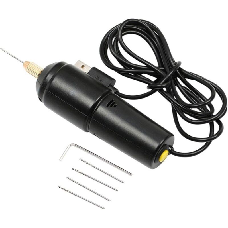Elektrischer Mini-bohrer, Tragbarer 5-v-usb-bohrer, Multifunktionaler Drehbohrer Mit 5 Bohrköpfen Und Inbusschlüssel, Für Holzbearbeitung, Bohrwerkzeuge Für Diy-harz, Mit Kabel
