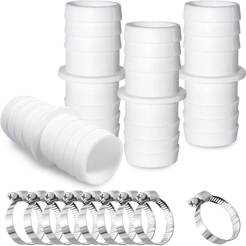 4 Stück Pooladapter, Poolrohrverbinder, Ø 32 Mm Auf 38 Mm, Rohrverbindungsset Für Schwimmbäder Mit 8 Klemmschellen, Geeignet Für Pools Und Gärten
