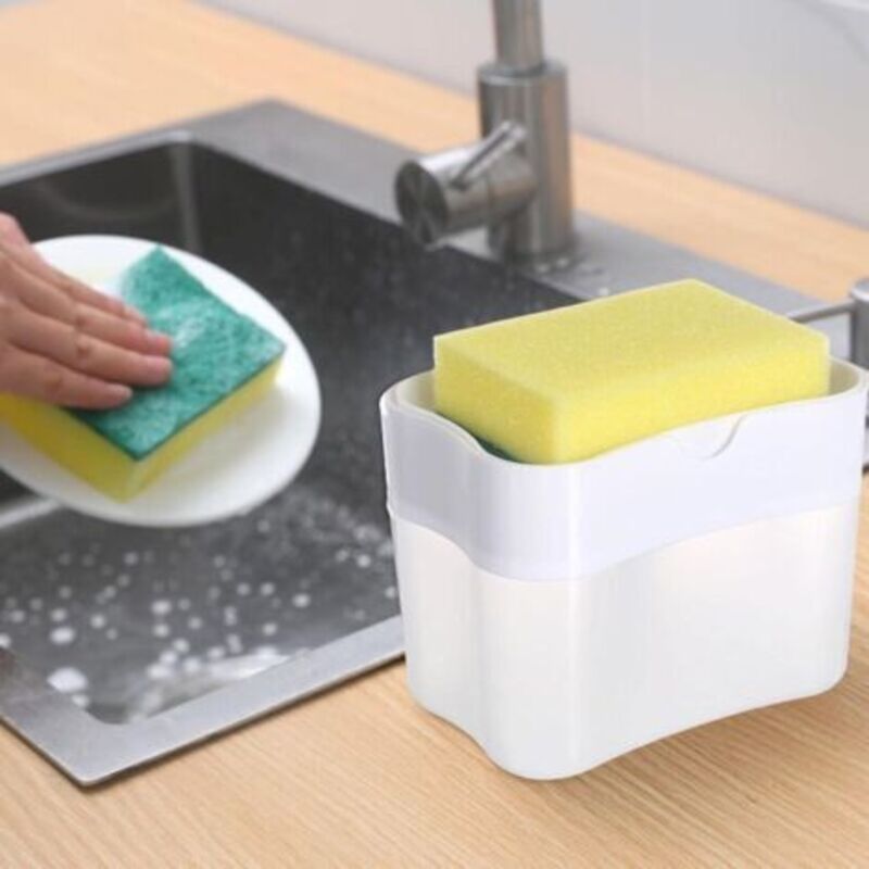 Spender Für Spülmittel - 2-in-1 Flüssigspülmittelspender Für Die Küche - Küchenarbeitsplatten-organizer Für Spülmittelspender Am Küchenspülbecken (weiß)