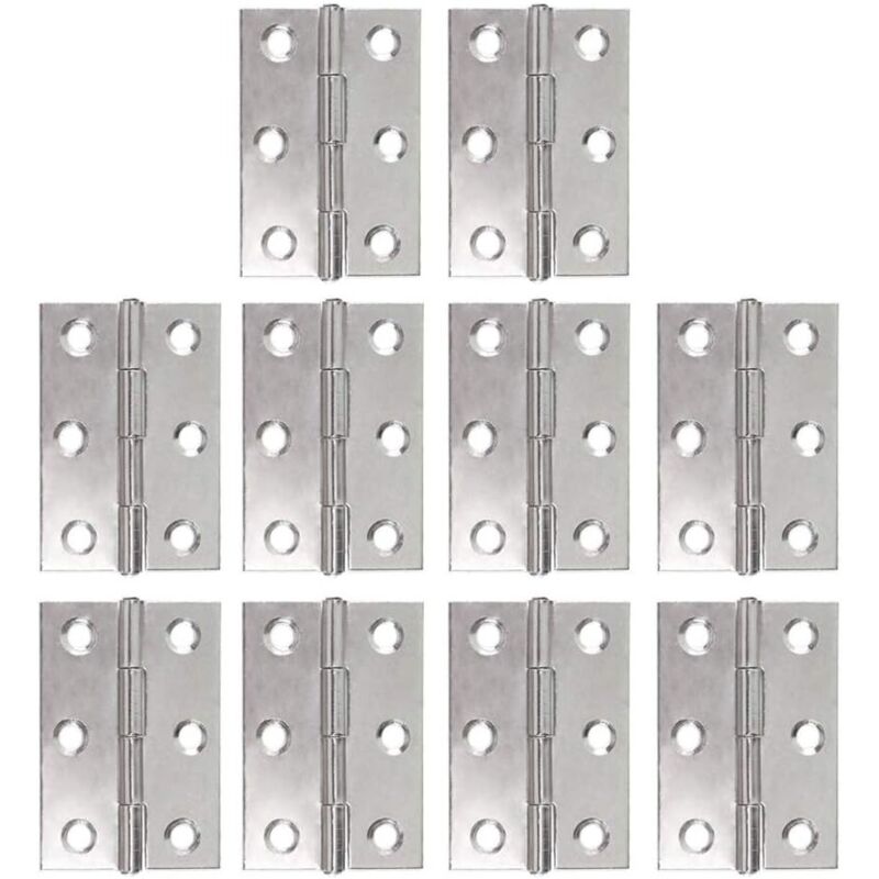 Set Aus 10 Edelstahl-scharnieren, Klavierscharniere, Faltbare Scharnierstreifen, Möbeltürscharnierband, 48 Mm Scharnier Mit 6 Befestigungslöchern, Verbindungselemente Für Blumenkästen Und Modellbau
