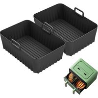 2 Stück Silikonformen Für Heißluftfritteuse 21,5 Cm X 14,5 Cm X 7 Cm, Kompatibel Mit Ninja Foodi Af300eu Af400eu, Für Dual Air Fryer Von Cosori, Tefal, Philips
