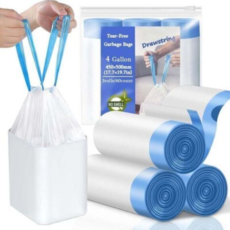 4-gallonen-müllbeutel Mit Kordelzug, Reißfeste Kleine Müllsäcke, Dicke Plastik-müllbeutel Für Badezimmer, Home-office Und Schlafzimmer