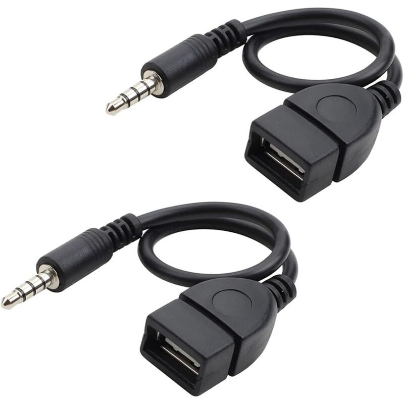 2 Stück Usb-ladekabel Jack, Adapterkabel Für Auto-aux-port, Audio-adapterkabel 3,5 Mm Klinke Stecker Auf Usb 2,0 Buchse, Für Cd-player, Mobiltelefon, Mp3