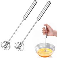 2 Halbautomatische Schneebesen Aus Edelstahl, Küchenutensilien Zum Backen, Push-typ-schneebesen, Geeignet Zum Mixen, Schlagen, Aufschäumen Und Rühren