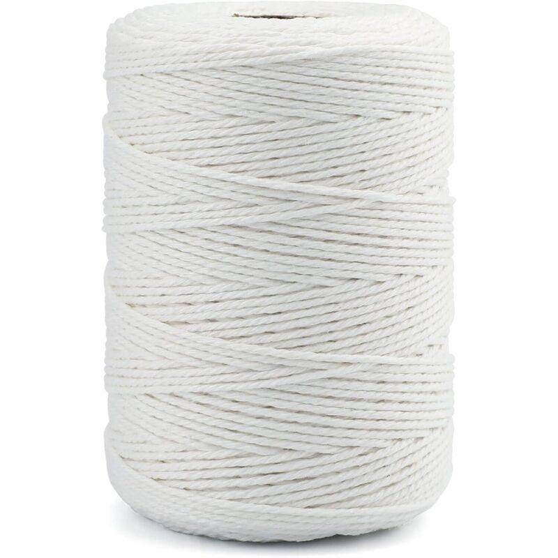 Macramé-kordel Aus Weißer Baumwolle, 2 Mm X 200 M, Für Handarbeiten, Küche, Fleischbinden Und Verpackungen