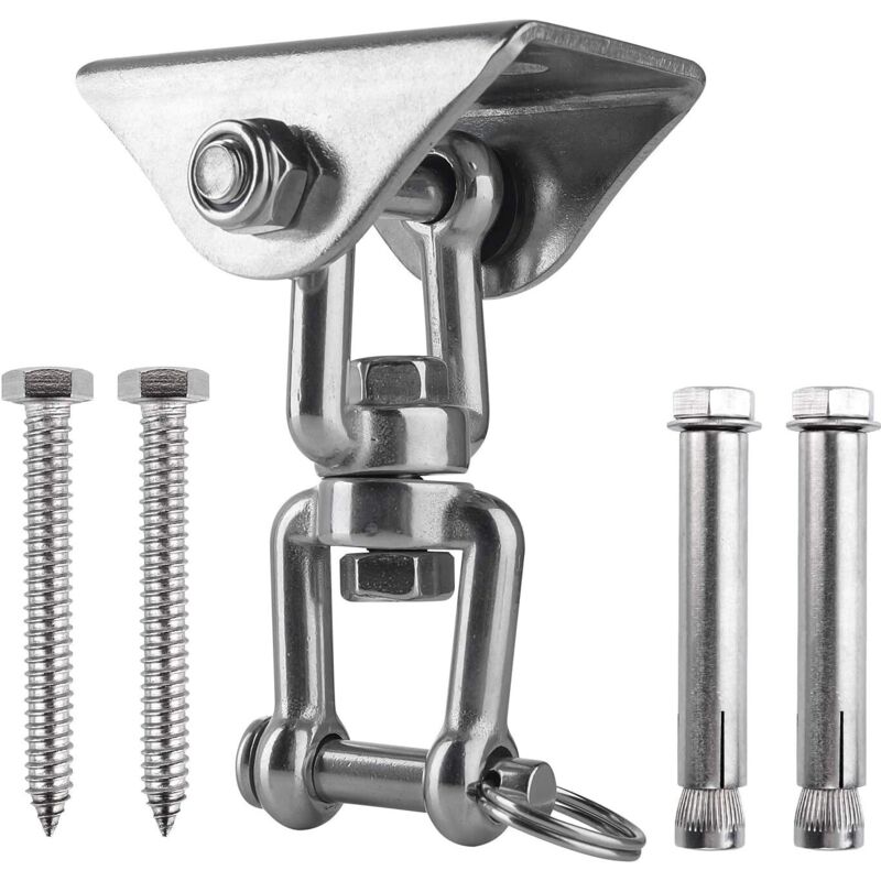 Innovative Deckenhaken Aus 304 Edelstahl, Tragkraft 500 Kg, 360° Drehbar, Ideal Für Die Installation Auf Beton Und Holz, Zum Aufhängen Von Stühlen, Lampen, Hängematten Und Für Yoga, Mit 4 Befestigungs