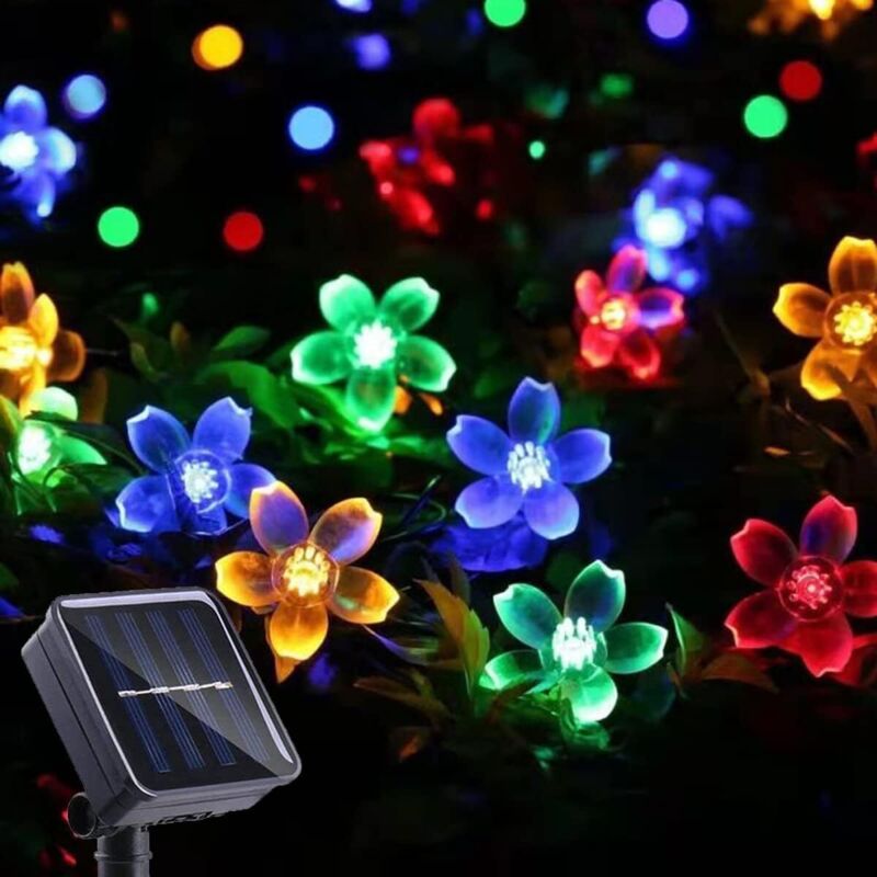 Solar-lichterkette, Sakura-fee-lichterkette, 50 Leds, 8 Modi, Wasserdicht, Für Innen- Und Außenbereich, Weihnachtsdekoration Für Den Garten (mehrfarbig)