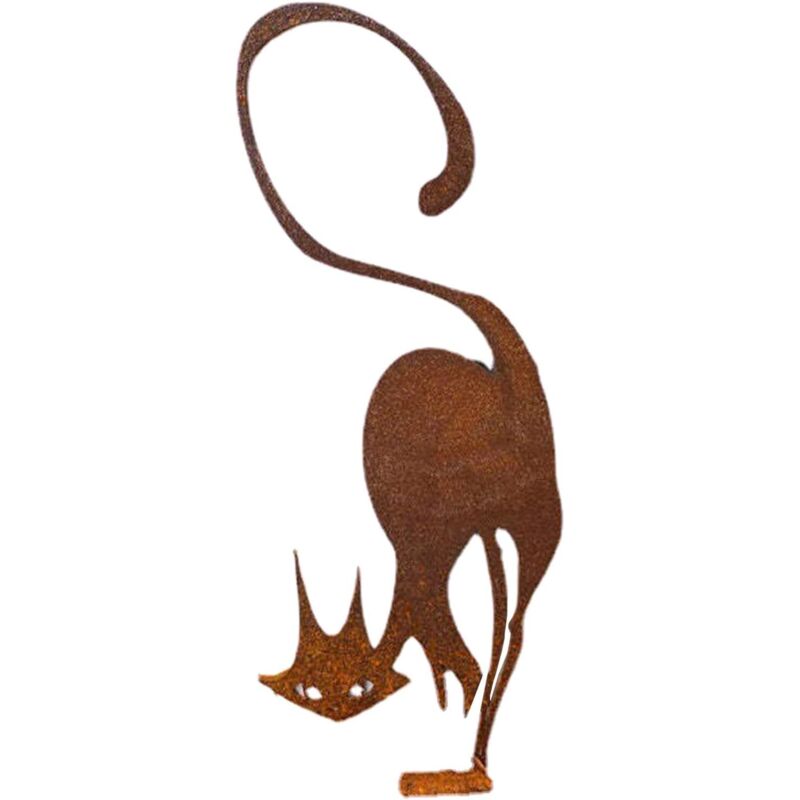 Metallzaun Für Katzen, Ideal Für Halloween-dekorationen Im Garten. Metalldekoration Für Außenbereich Und Gärten. Silhouette Aus Stahl Mit Katzenstatue. Kleine Statue.