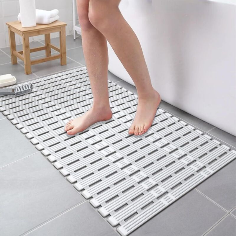 Rutschfeste Badematte Für Die Badewanne 90x40cm, Duschmatte Mit Starken Saugnäpfen, Tpe-badematte Schimmelresistent, Bpa- & Latexfrei, Maschinenwaschbar (grau-weiß)