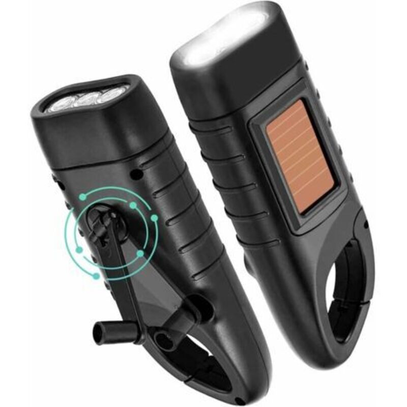 2er-set Kurbeltaschenlampe, Solarbetriebene Dynamo-led-taschenlampe, Wiederaufladbar Mit Kurbel, Notfall-kurbellampe Für Stromausfälle, Camping Und Outdoor [energieklasse A]