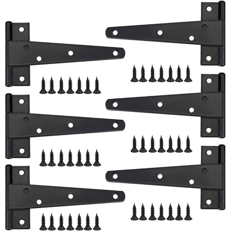 Schwere Türscharniere, 6-zoll-türscharnier, Schwarzes T-scharnier, Flaches Scharnier Aus Edelstahl, Eisentürscharniere, Hochbelastbare Scharniere Für Türen, Fenster, Schuppen