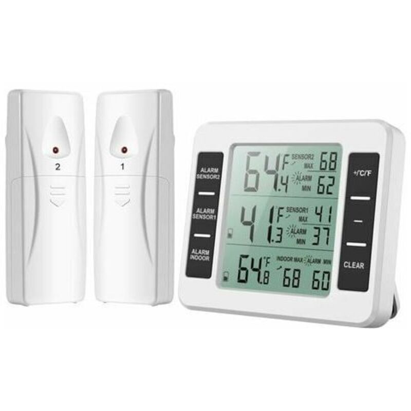Kühlschrankthermometer, Gefrierschrank-thermometer Mit Alarm, Kabelloses Innen-/außenthermometer Mit 2 Sensoren, Min/max Und Temperaturalarm, Vernetztes Thermometer Für Zuhause