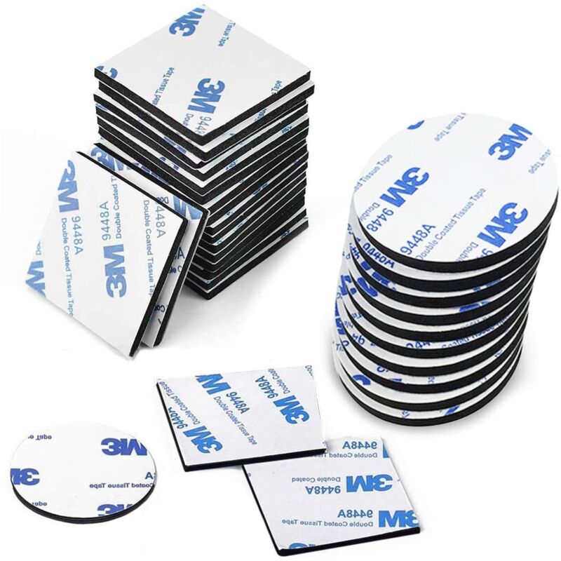 100 Stück Doppelseitige Klebestreifen, Schaumstoffklebeband, 50 Quadratische Und 50 Runde Stücke (100 Stück)