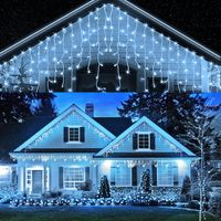 Äußerer Lichtervorhang, 4 M 240 Leds Lichterkette Für Außen, 8 Modi Innerer Lichtervorhang, Ip44 Wasserdicht, Zur Weihnachtsdekoration, Hochzeit, Party, Schlafzimmer, Balkon, Garten (kaltweiß)
