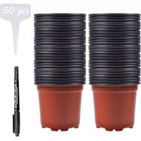 Satz Von 100 Kunststoff-anzuchttöpfen, 10 Cm, Mit 50 Pflanzenetiketten, Kleine Blumentöpfe Aus Kunststoff Für Pflanzen, Blumen, Gemüse H155