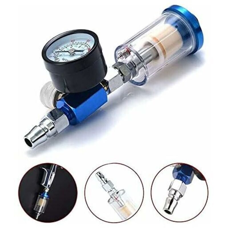 180 Psi 1/4 Zoll Spritzpistole Mit Luftdruckregler, Manometer, Kompressor, Airbrush Und Inline-wasserabscheider