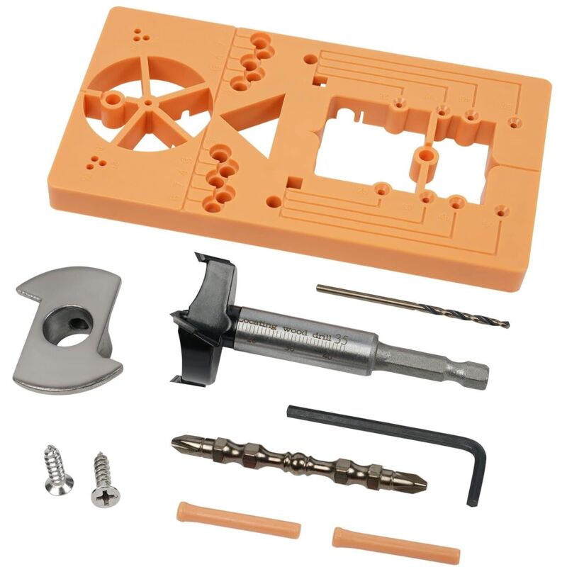 Bohrschablone Für 35 Mm Scharniere, Holzbohrer Mit Sechskantigem Griff, Bohrführung Und Lochfinder Zur Holzbearbeitung