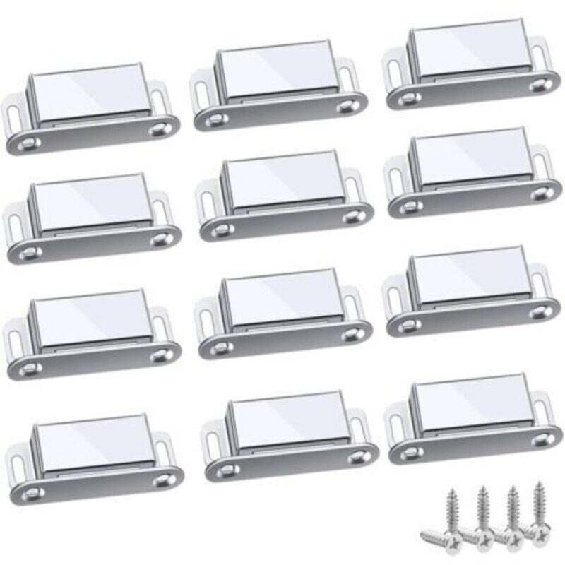 Loquet Magnetique, 12 Stück Magnetische Schnappverschlüsse, Starke Und Robuste Schrankmagnete Bis Zu 6 Kg, Für Schubladen, Duschtüren, Schränke, Möbel (45 Mm-12 Stk.)