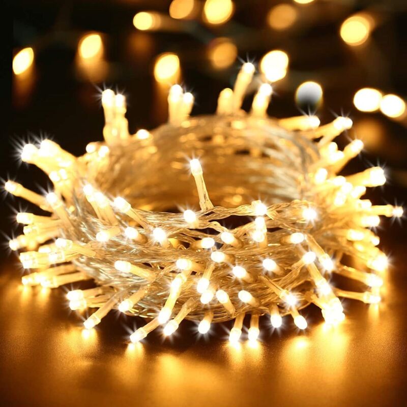 Weihnachts-lichterkette 10m 100 Led – 8 Modi – Wasserdicht Ip44 – Transparentes Kabel – Dekoration Für Innen- Und Außenbereich – Warmweiß