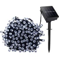 22m 200led Solar-lichterkette, 8 Modi, Wasserdicht, Weißes Licht, Außenlichterkette Für Garten, Terrasse, Balkon, Fenster, Zaun, Baum, Weihnachten, Hochzeit