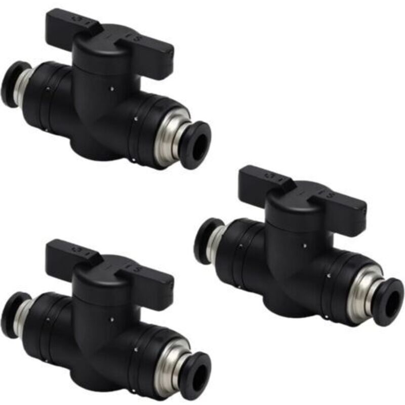 3 Stück Pneumatische Anschlüsse 6 Mm Schwarz, Luftdurchflussregelventil Mit Kugelhahn-pneumatikanschluss Und Absperrhahn Für Heimwerkstatt, Auto, Industrie