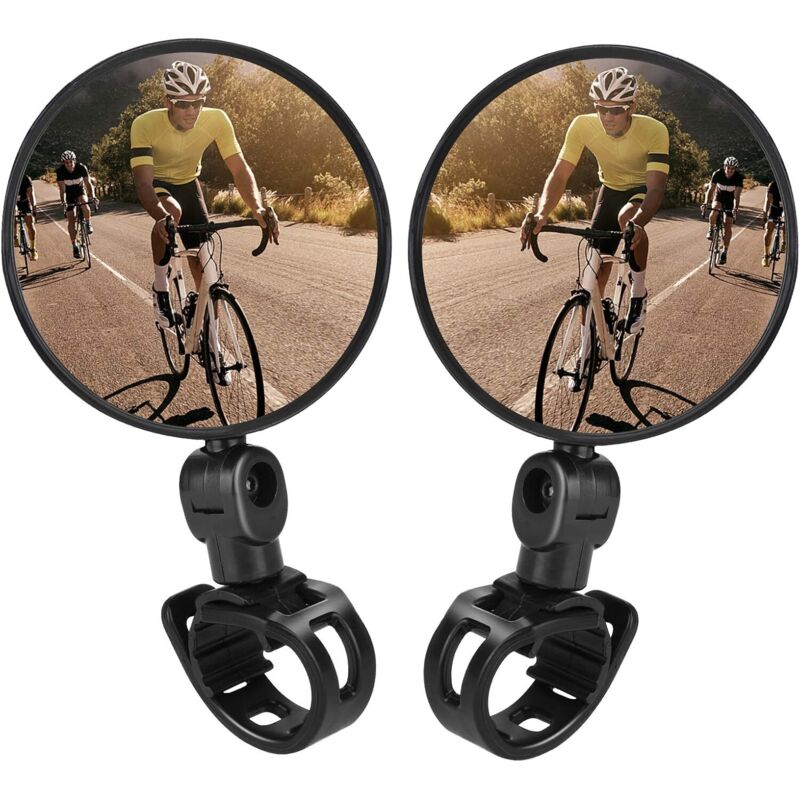 Fahrradrückspiegel, 2 Stück, Verstellbar, Drehbar, Am Lenker Montiert, Aus Konvexem Kunststoff, Für Rennräder Und Mountainbikes.