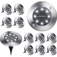 Solarleuchte Für Außen, 12 Stück 8 Led Solarlampen Für Den Garten Im Boden, Kaltweiß, Wasserdicht Ip65, Einbaubare Solarspots Zur Dekoration Für Wege, Terrasse, Hof, Rasen Und Untergrund H244